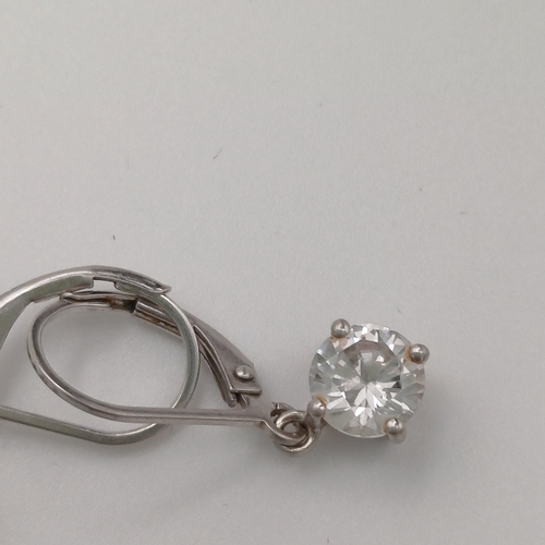 43 - Two Paris of CZ Stone Silver Drop Earrings