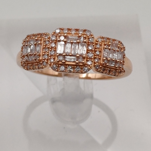 75 - Ladies Cluster Ring with Pink Diamonds
- 9ct Rose Gold
- Baguette Diamonds 0.24ct
- Single Cut Diamo... 