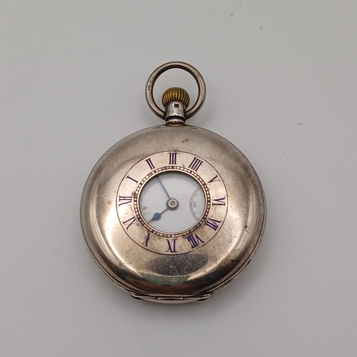 79 - Silver Half Hunter Pocket Watch 
- weight 104.89g