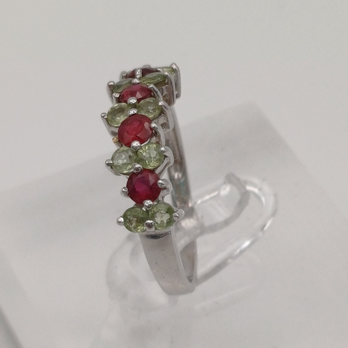 92 - Ruby and, possibly, Peridot Eternity Ring
- size N
- weight 2.50g
- 9ct white gold