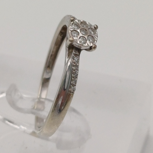 93 - Ladies Multi Diamond Ring, a really different design which creates the illusion that the center is j... 