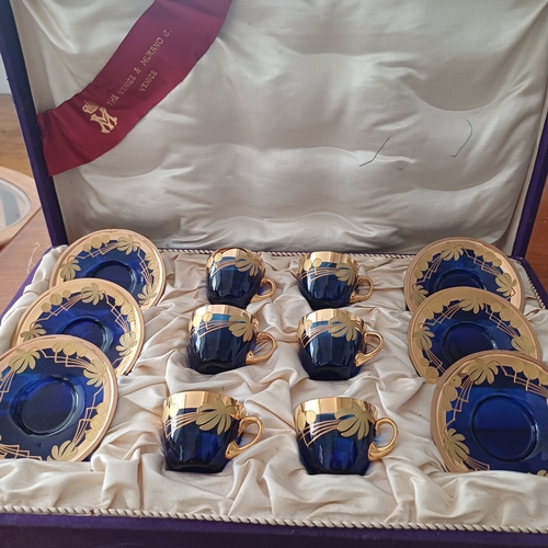 12 - A truly stunning and beautiful Murano  & Venice Cup and Saucer Set in Colbalt Blue and Gold.  So eye... 