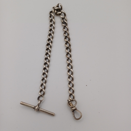 111 - Silver Albert Chain with T Bar
- length 12