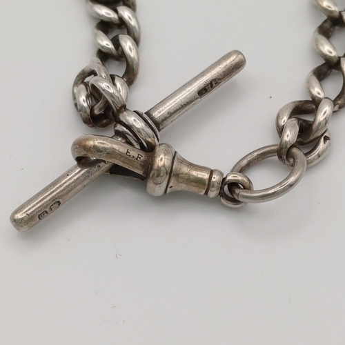 111 - Silver Albert Chain with T Bar
- length 12