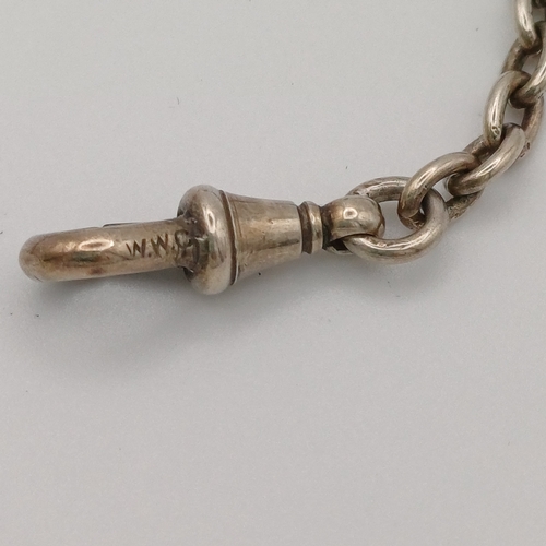 112 - A really pretty Albert Chain with an engraved ball 
- silver
- length 8