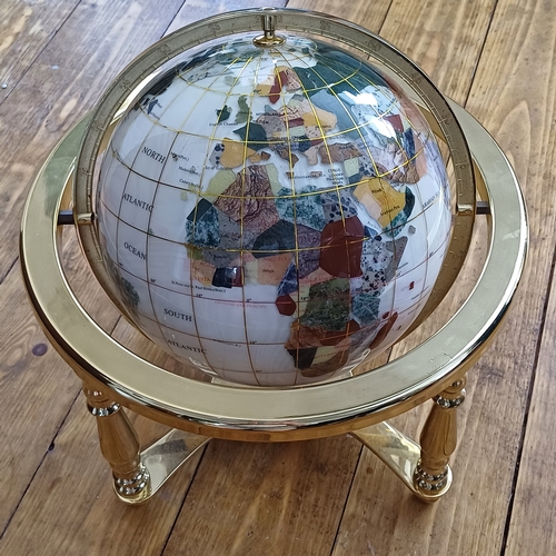 35 - This really is a lovely piece a Mother of Pearl and Gem Stone World Globe with a Compass set in the ... 