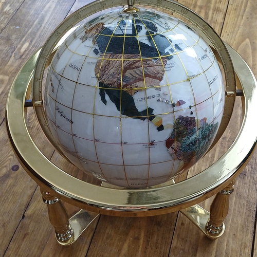 35 - This really is a lovely piece a Mother of Pearl and Gem Stone World Globe with a Compass set in the ... 