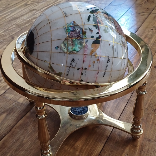 35 - This really is a lovely piece a Mother of Pearl and Gem Stone World Globe with a Compass set in the ... 