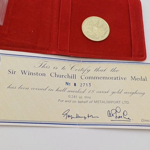 115 - Sir Winston Churchill Commemorative Medal.  Boxed and Certificate
- 18ct gold
- weight 7.73g (0.241 ... 