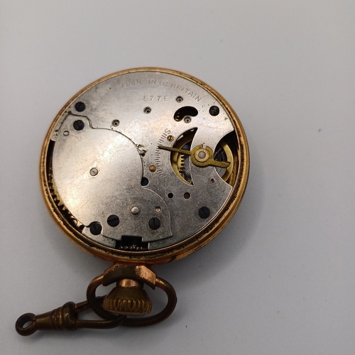 116 - Smiths Empire Pocket Watch in gold coloured casement.  Working