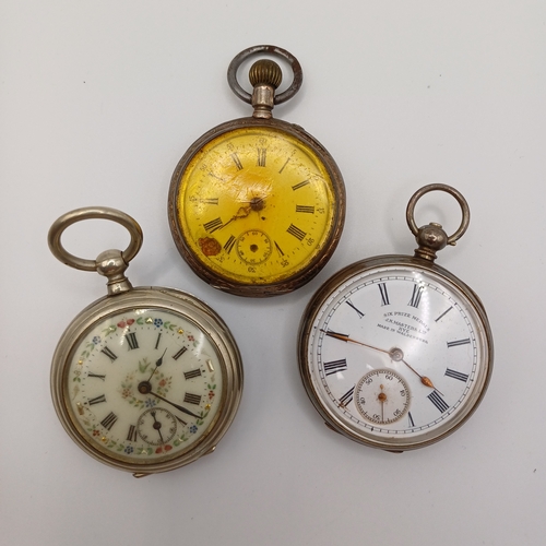 117 - Here we have three Pocket Watches. 
- All silver cases
- two are Fusee Movement - no keys
- one wind... 