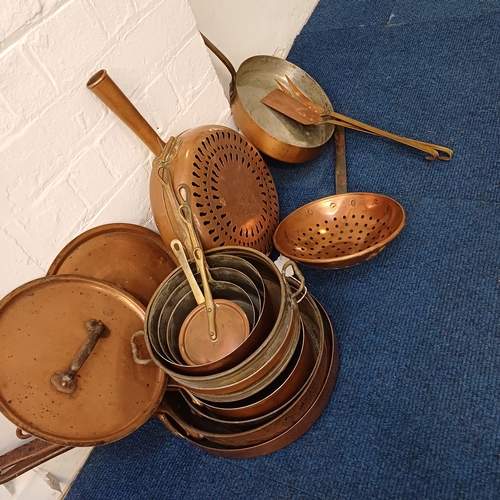 59 - a Collection of French Copper Antique/Vintage Kitchen Ware