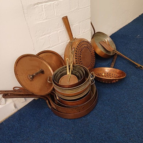 34 - a Collection of French Copper Antique/Vintage Kitchen Ware