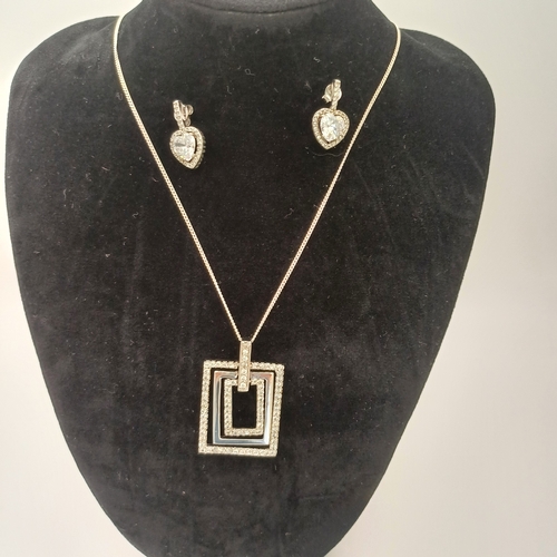 52 - Silver Pendant and Earring Set with 'cz'stones
- chain length 15