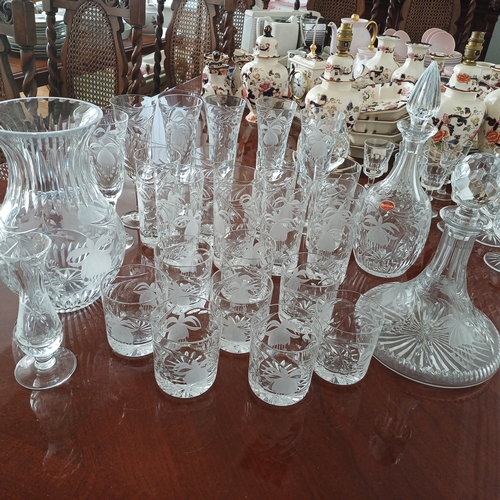 77 - A really lovely collection of Royal Brierly Crystal consisting of:
2 x Decanters
1 x Vase
1 x Bud Va... 