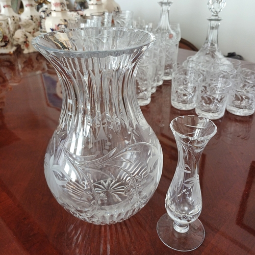 77 - A really lovely collection of Royal Brierly Crystal consisting of:
2 x Decanters
1 x Vase
1 x Bud Va... 