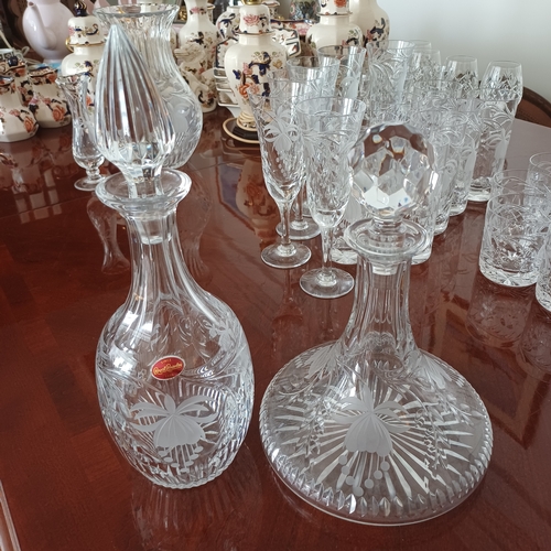 77 - A really lovely collection of Royal Brierly Crystal consisting of:
2 x Decanters
1 x Vase
1 x Bud Va... 