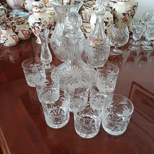 77 - A really lovely collection of Royal Brierly Crystal consisting of:
2 x Decanters
1 x Vase
1 x Bud Va... 