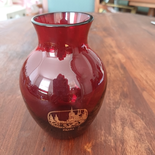 81 - Pretty Cranberry Coloured Vase