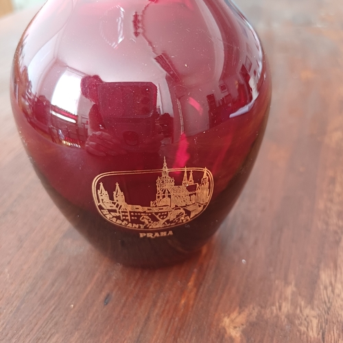 81 - Pretty Cranberry Coloured Vase