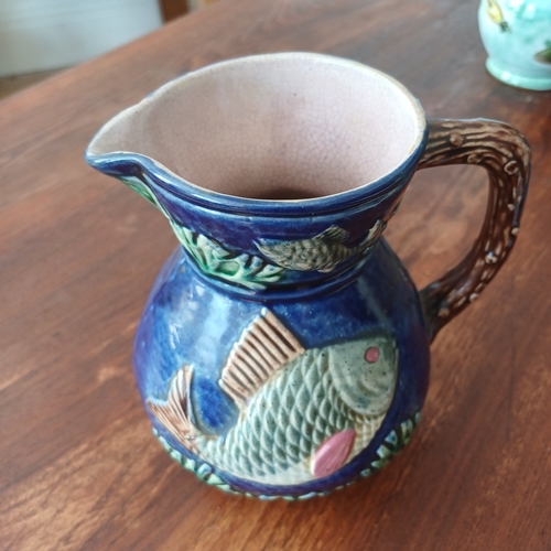 84 - Lovely blue jug with a fish detail