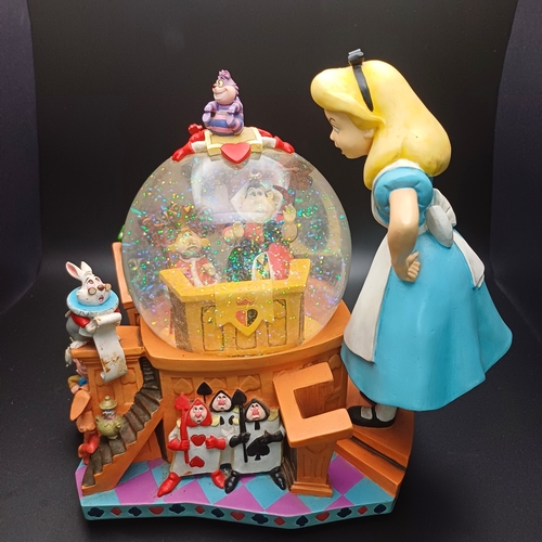 107 - Walt Disney's Alice in Wonderland 50th year 1951 Snow Globe and Music Box playing 'Alice in Wonderla... 