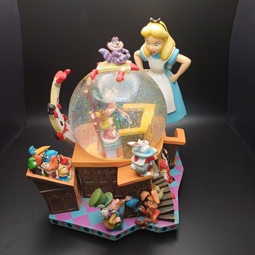 107 - Walt Disney's Alice in Wonderland 50th year 1951 Snow Globe and Music Box playing 'Alice in Wonderla... 