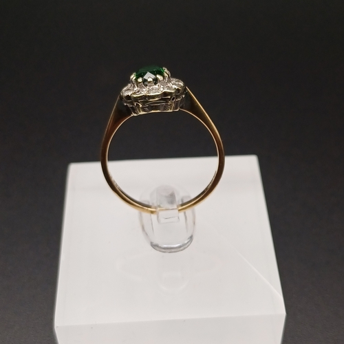 7 - Emerald and White Stone Cluster Ring  Very pretty.
- size O
- 2.6 g
- 9 ct yellow gold
- 1970's