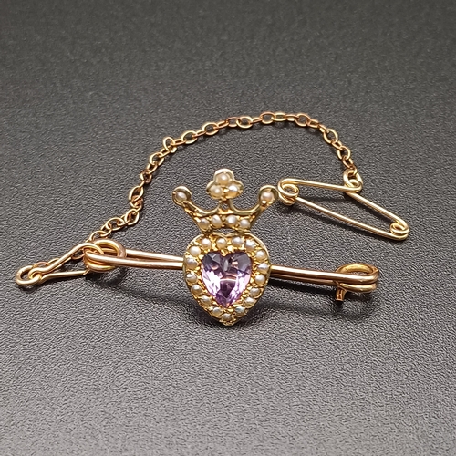 19 - Crown Shaped Brooch with Amethyst and Sea Pearls
- 2.1 g
- p ct yellow gold