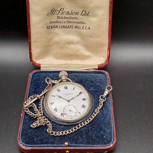 44 - Here we have a lovely Silver Pocket Watch and Albert Chain in its original case. In working order.
-... 