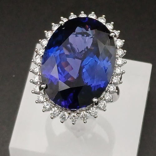 48 - Look at the deep colour of this Tanzanite!  It is no less than 30 ct and then you have beautiful Dia... 