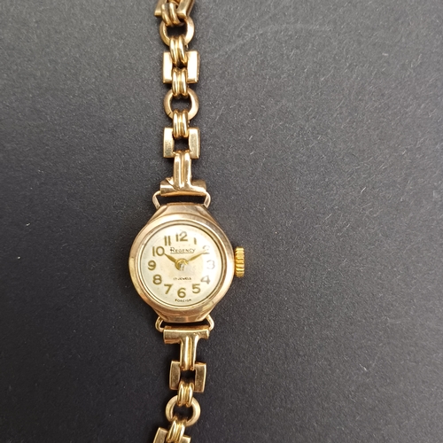 59 - Ladies Regency 17 Jewels Watch.
- 9 ct case and bracelet
- 11.3g