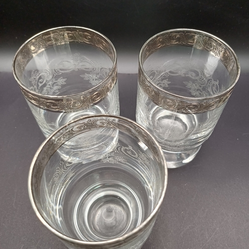 39 - Set of Three Murano Glasses with a Platinum Band.  These are very pretty indeed.