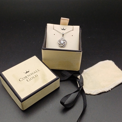 77 - This is really lovely Cornwall Gold Necklace wit White Stone set in. It comes in original box with a... 