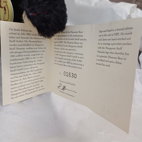 240 - Steiff Museum Bear 2002.  Number 01630 with his Certificate