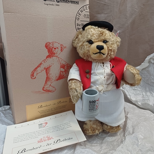 243 - Steiff Bernbard-der Postbrau Bear, he is absolutely lovely in his original box and has his Certifica... 