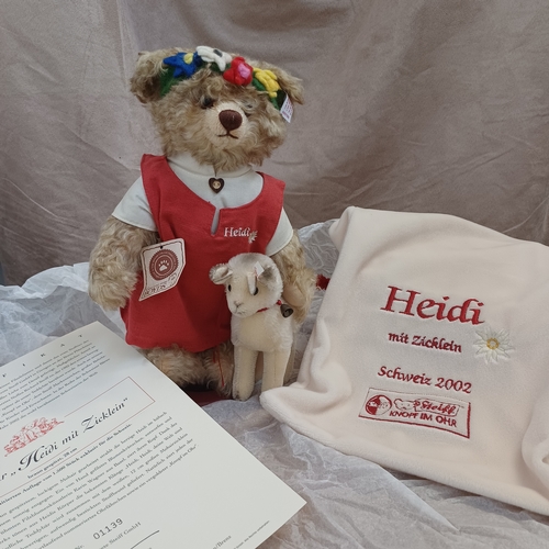249 - Steiff Heidi Teddy Bear 2002 she comes with her Little Lamb, carry bag and Certificate showing she i...