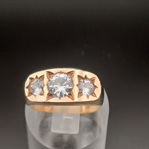 113 - Gent's Dress Ring with Three White Stones set in.
- 9 ct 
- weight 4.3 g
- size Q