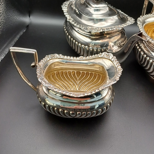 1 - Really Lovely Silver Tea Set from Chester consisting of:
Jug weighing 159.8 g and Sugar Bowl weighin... 