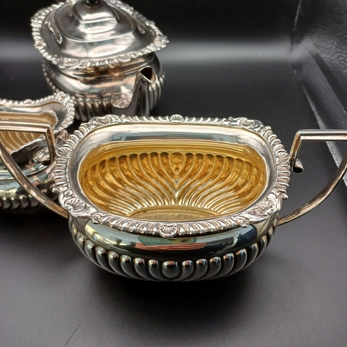 1 - Really Lovely Silver Tea Set from Chester consisting of:
Jug weighing 159.8 g and Sugar Bowl weighin... 