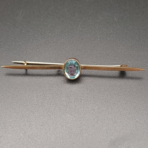 17 - Victorian Aquamarine Pin Brooch which is set in to 9 ct yellow gold.  The Aquamarine is a stunning c... 