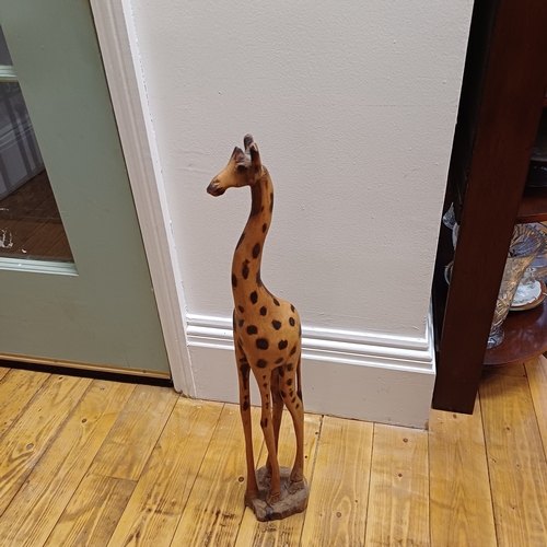 70 - Lovely Floor Standing Wooden Carved Giraffe