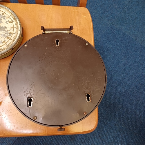 72 - Vintage Salter Scales:
 One being the good old bag hanging scale version and the other a wall mounte... 