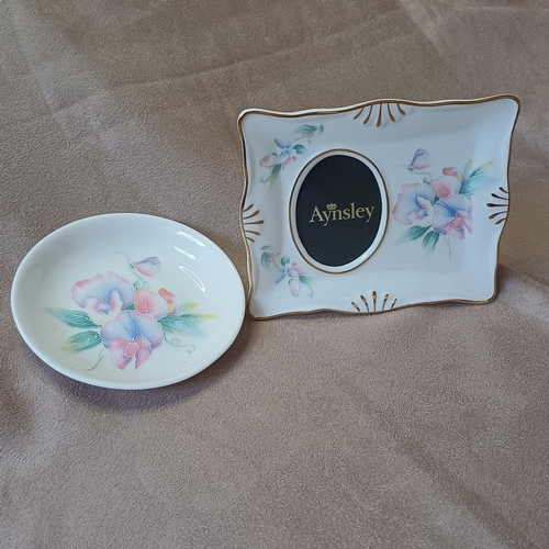 86 - Aynsley Bone China Photo Frame and small plate/trinket dish 'Little Sweetheart'