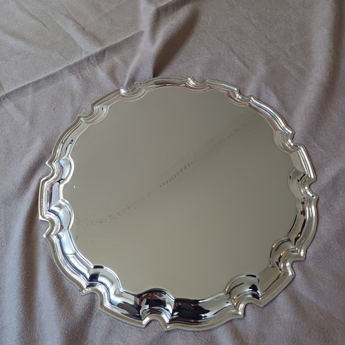 92 - Silver Plate Platter with pretty design in its original box.  Would look good on a Christmas Table.