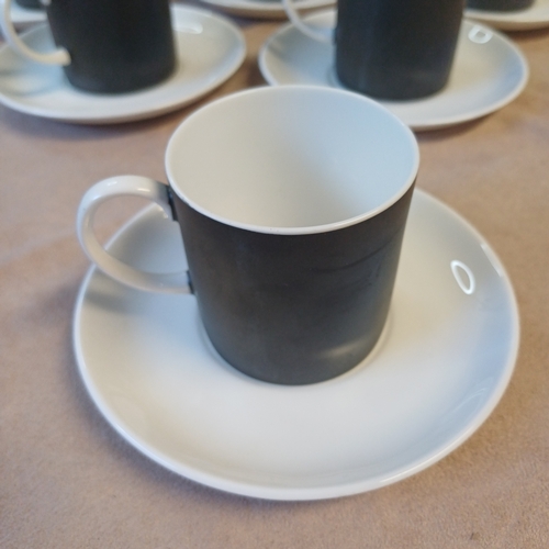 444 - Wedgwood: Susie Cooper 'Contrast Dinnerware' C2068 Set of Six Cups ands Saucers in original box.  In... 