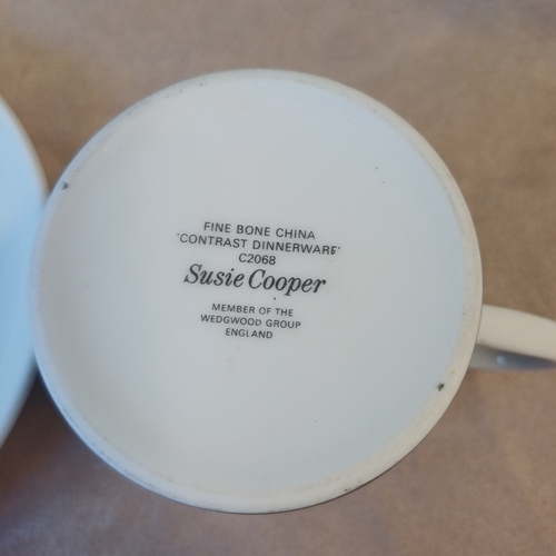 444 - Wedgwood: Susie Cooper 'Contrast Dinnerware' C2068 Set of Six Cups ands Saucers in original box.  In... 
