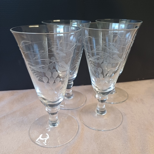 96 - Scottish Glassware.  A Set of Four 18th Century Hop & Barley Engraved Ale Glasses.  These are in ver... 