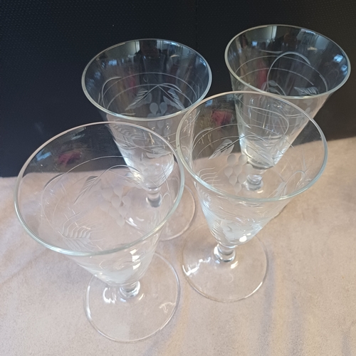 96 - Scottish Glassware.  A Set of Four 18th Century Hop & Barley Engraved Ale Glasses.  These are in ver... 