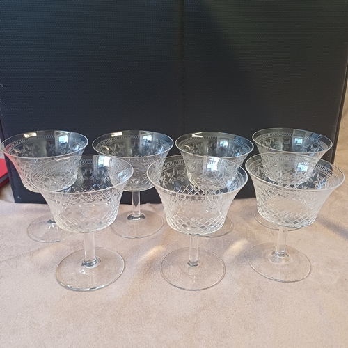 97 - Edwardian Engraved Champagne Glasses Circa 1910.  The Seller has Seven now as one broke.  Please not... 